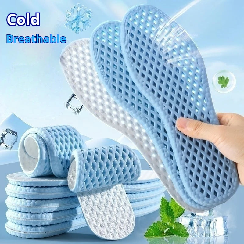 Cooling Mesh Insoles — Breathable, Shock Absorbing & Odour Control | Memory Foam Support | Sizes UK 2-12; EU 35–46 | Unisex
