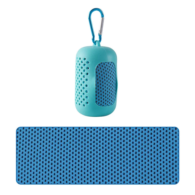 Cooling Towel — Quick Dry, Ultra Absorbent Polyester Sport Towel with Silicone Carry Case | 30 × 90cm | Beach, Gym & Outdoor Use