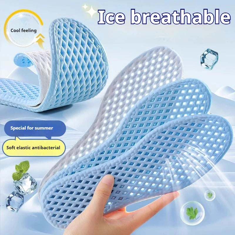 Cooling Mesh Insoles — Breathable, Shock Absorbing & Odour Control | Memory Foam Support | Sizes UK 2-12; EU 35–46 | Unisex